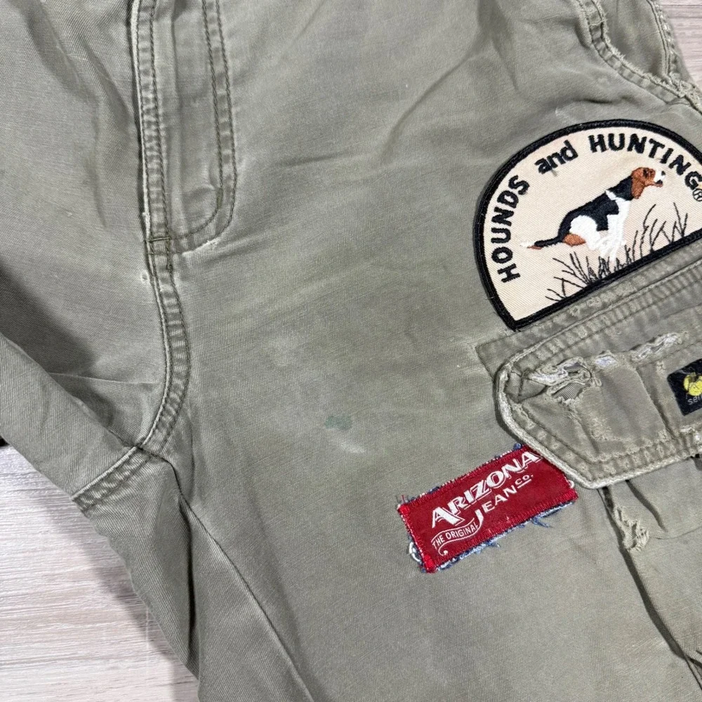 The North Face Rare Cargo Shorts All Over Patches Distressed Heavy Hunting SZ 32